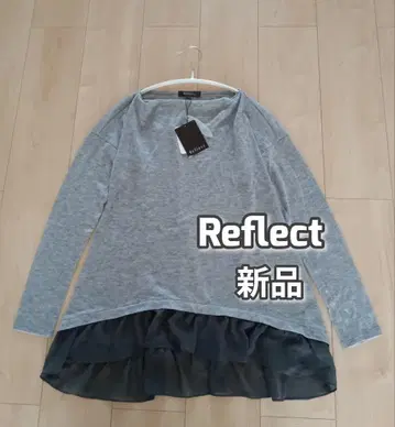 택 포함 새상품 Reflect 쉬폰 프릴 절개 티셔츠 그레이 M