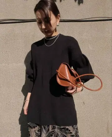 AMERI WAFFLE LIKE PUFF SLEEVE KNIT