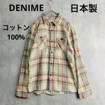 DENIME 드님 체크 셔츠 자켓 긴팔 베이지 봄/가을/겨울