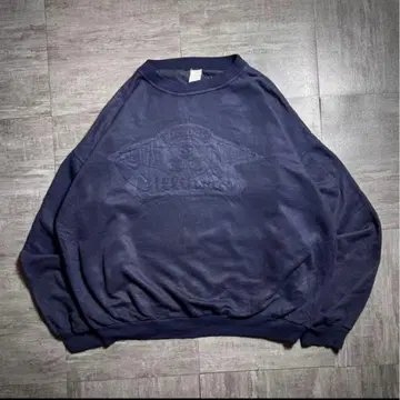 [ 90's ] 프린트 맨투맨 네이비 빈티지 짧은 기장 M 사이즈