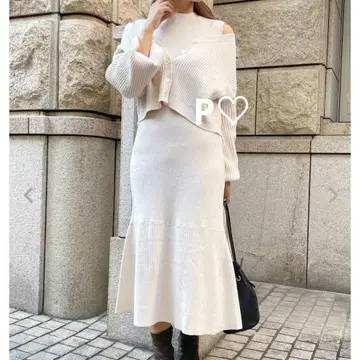 allamanda 머메이드 니트 원피스 가디건 세트