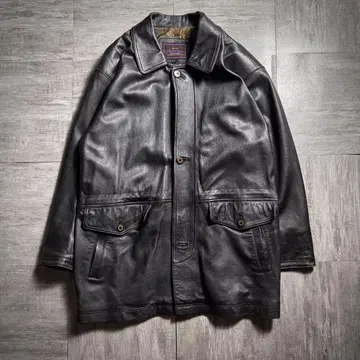 [90's] STRATHCONAR 천연 가죽 가죽 자켓 코트 L 사이즈