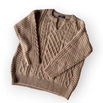 나노 유니버스 케이블 짜임 키넥 니트 모카 베이지 루즈핏 [ G10 ]