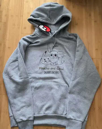 포켓몬스터 포켓몬 피카츄 이브이 속기모 후드티 LL