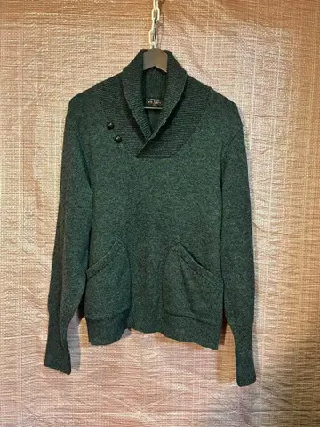 빔즈 플러스 숄카라 니트 L 그레이 포켓 포함 BEAMS 구제 의류