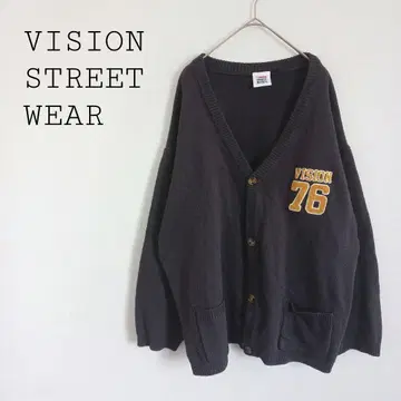 비전 스트릿웨어 별주 긴팔 니트 V넥 가디건 칼리지 로고