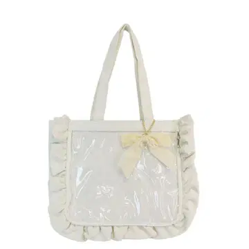 백참 달린 프릴 토트백 A4 사이즈