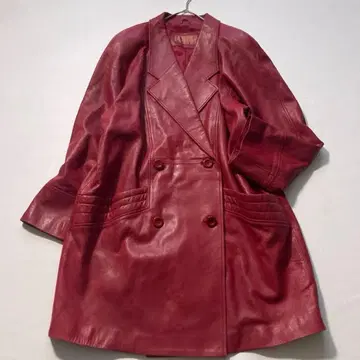 [레어 빈티지] 셀렌시 스페인 라무 가죽 코트 천연 가죽 레드 L