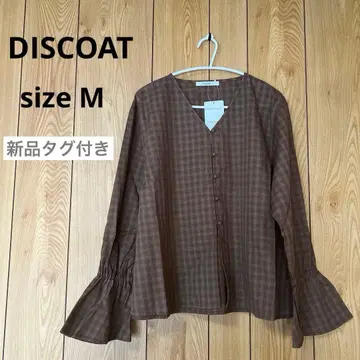 [ DISCOAT ] 캔디 슬리브 체크 블라우스 미사용 새상품 M 사이즈