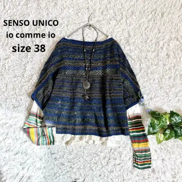 새상품급 센소유니코 돌먼 니트 풀오버 레이스 편직 보더 모헤어 M