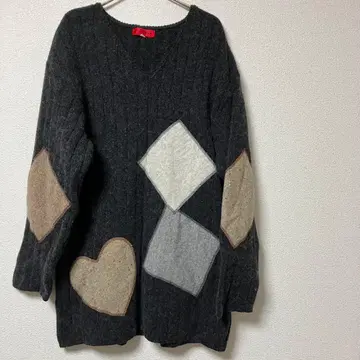 PIANETA 다크 그레이 패치워크 니트 레나운