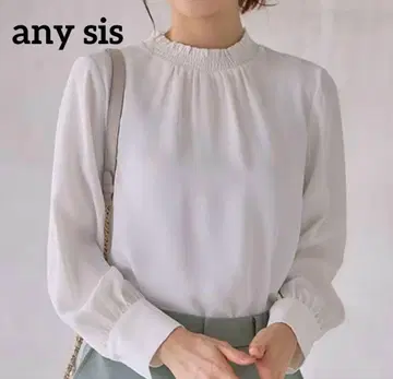 [ 새상품 ] any sis 하이넥 셔링 블라우스