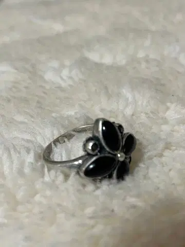 실버 925 블랙 플라워 반지