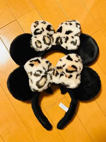 디즈니 미니 리본 레오파드 무늬 머리띠