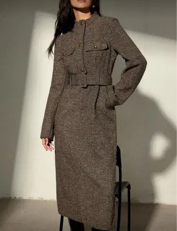 울 블렌드 벨트 원피스