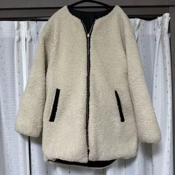 아이보리 보아 자켓 리버서블