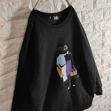 [ 90s 레트로 프린트 ] 맨투맨 트레이닝복 L 블랙