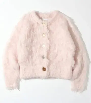 퍼 느낌 핑크 니트 가디건