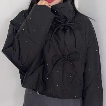 mellowneon 2way 비쥬 리본 퀼팅 코트