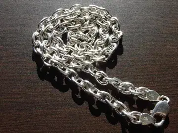 새상품 실버925 아즈키 체인 7.3mm 50cm 목걸이 각인 있음