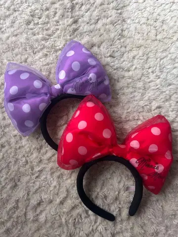 미니 리본 머리띠 빨간색 보라색