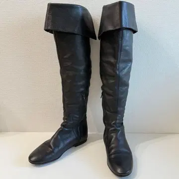 FABIO RUSCONI 롱 부츠 Vibram 천연 가죽 39 블랙