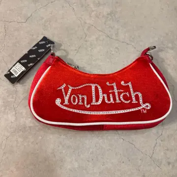 [택 포함 미사용 새상품] Von Dutch 벨로아 로고 숄더백 핑크