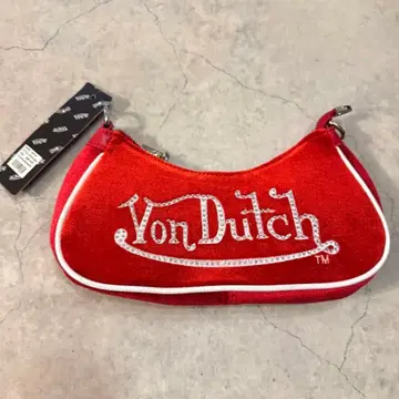[택 포함 미사용 새상품] Von Dutch 벨로아 로고 숄더백 핑크
