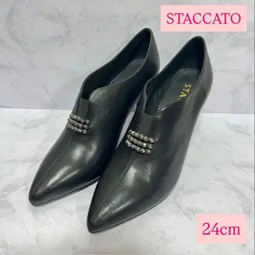 미사용급 STACCATO 스틸레토 사이드 고어 부티 블랙 24