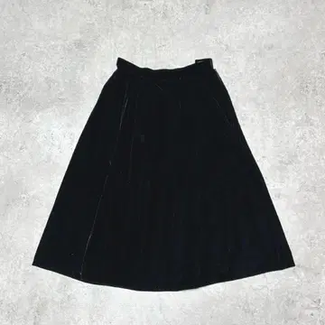 s3328 벨로아 스커트 플레어 무릎 기장 블랙 고급 심플 가을/겨울