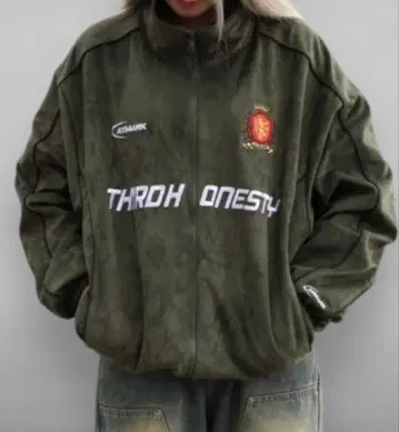 ATMARK 스웨이드 트랙 자켓 파이핑 드로 코드 포함