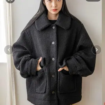 LOWRYSFARM 오버 사이즈 보아 자켓 블랙