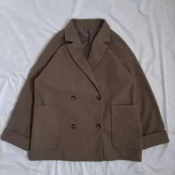 여성용 더블 자켓 숏코트 오버 사이즈 브라운 계열 M