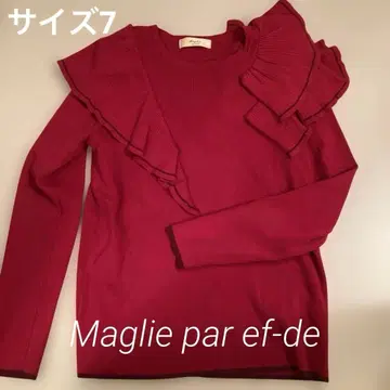 Maglie par ef-de 프릴 달린 빨간색 긴팔 니트