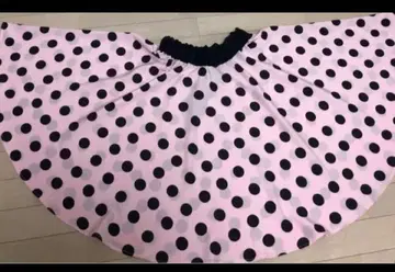 핑크 블랙 도트 무늬 전체 원 서큘러 스커트 올디즈 로큰롤 50년대