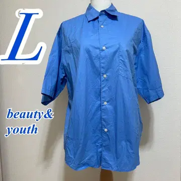 BEAUTY&YOUTH 뷰티 앤 유스 블루 반팔 셔츠 오피스