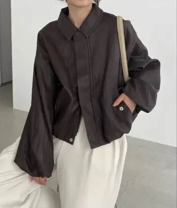 CAPRICIEUX LE'MAGE 벌룬 가죽 자켓 브라운 38