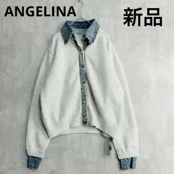 새상품 데님 옷깃 니트 가디건 레이어드 스타일 화이트 봄/가을/겨울