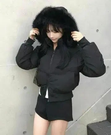 emmy 더블 지퍼 퍼 터치 패디드 블루종 블랙