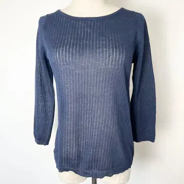 새상품 슬로브 이에나 썸머 니트 시어 네이비 7부 소매 F 봄/여름