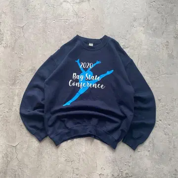 길단 USA 구제 의류 발레 프린트 맨투맨 트레이닝복 네이비