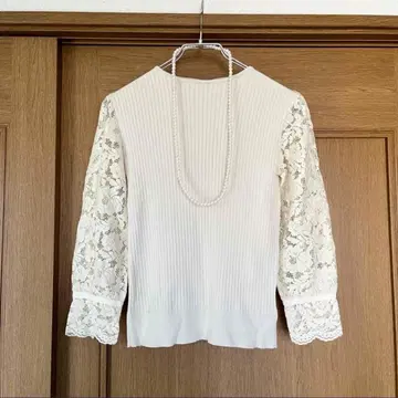 아나텔리어 anatelier 니트 베이지 소매 레이스 아이보리