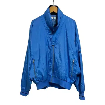 O 80s Champion 나일론 자켓 블루 후드 부착 일본제