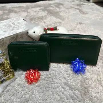 다크 그린 가죽 코인 케이스와 긴 지갑 세트 2개