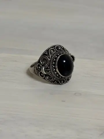 실버 오닉스 반지와 레이어드 반지 세트