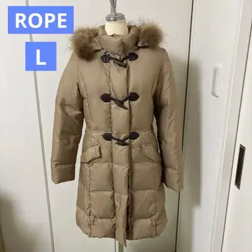 ROPE 후드 부착 다운 코트 베이지 L 사이즈