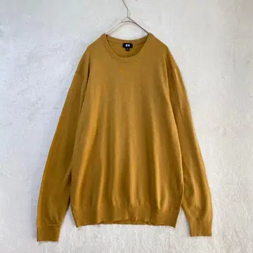 UNIQLO/니트 스웨터/머스타드/옐로우 컬러/얇은 소재/빅/XL