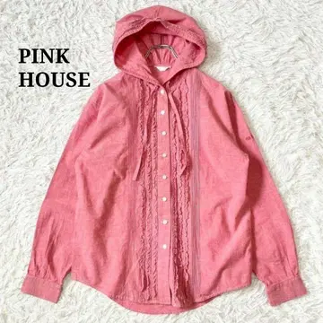 PINK HOUSE 핑크하우스 피코 프릴 후드 리본 셔츠 후드티