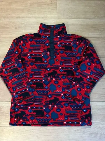 L.L.Bean 90s USA제 하프 스냅 풀오버 올 패턴