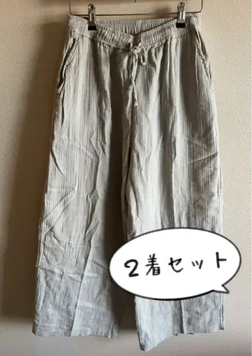 [무인양품] 양류 거즈 롱팬츠 여성M 페일 그린